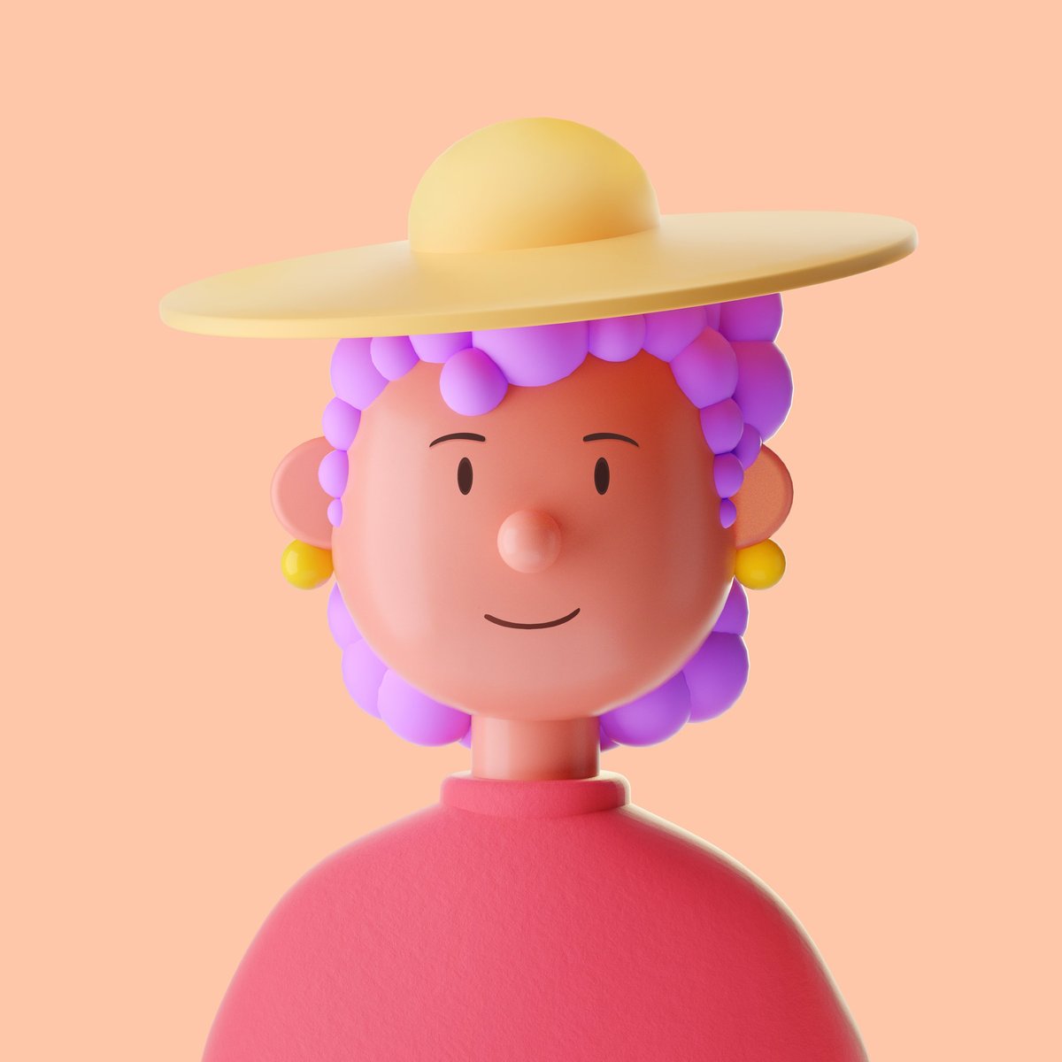 Cute 3D illustration of a sweet smiling old woman with grey hair - avatar icon